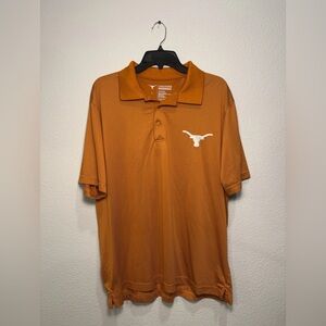 Mens NCAA UT Texas Longhorns Dri Fit Striped Short Sleeve Logo Polo Shirt Large